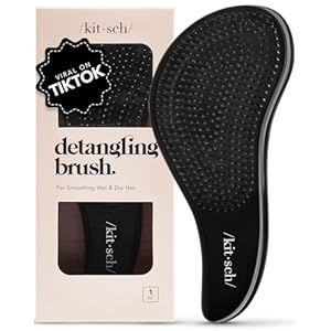 Kitsch Detangler Brush for Adults & Kids – No Pain Hair Detangler Brush with Flexible Bristles for Wet & Dry Hair, Easy-to-Hold Shower & Travel Hair Brush, Ideal for All Hair Types – Black