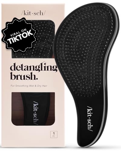 Kitsch-Detangler-Brush-for-Adults-Kids-No-Pain-Hair-Detangler-Brush-with-Flexible-Bristles-for-Wet-Dry-Hair-Easy-to-Hold-Shower-Travel-Hair-Brush-Ideal-for-All-Hair-Types-Black
