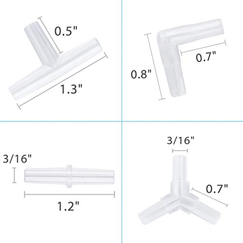 Image of Pawfly Aquarium Airline Tubing Connectors Plastic Inline Valve, Fish Tank Air Pump Connector, 40-Piece