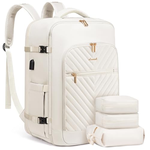 LOVEVOOK Large Travel Backpack for Women,Carry on Backpack Flight Approved,Personal Item Backpack Travel Bag with 3 Packing Cubes,Waterproof Back Pack TSA Fit 17inch Laptop Luggage with USB Port
