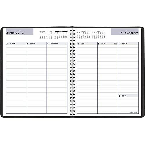 AT-A-GLANCE 2023 Weekly Planner, DayMinder, 7" x 8-3/4", Medium, Column-Style, Faux Leather, Black (G59000) - Image 2