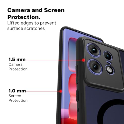 RIGGEAR Shockproof Sleek Hybrid Armor Back Cover Case Compatible with MagSafe Accessories for Motorola Moto Edge 50 Pro 5G (Smoke Black Matte PC + Black TPU Bumper) 3 41Z0mJgyJeL
