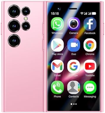 S24Pro Max Mini 4G Smartphone 3.0 Inch Quad Core Dual Sim Unlocked Android 10.0 Card Mobile Phone WiFi Bluetooth Hotspot Student Pocket Palm Cellphone (Pink)