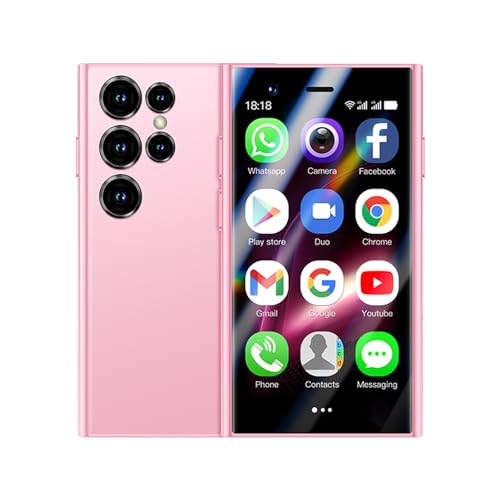 S24Pro Max Mini 4G Smartphone 3.0 Inch Quad Core Dual Sim Unlocked Android 10.0 Card Mobile Phone WiFi Bluetooth Hotspot Student Pocket Palm Cellphone (Pink)