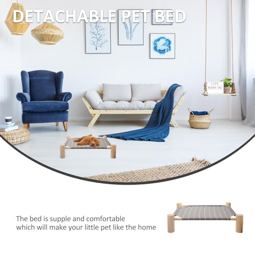 Lit surélevé pour chat lavable contre le sol froid en bois - 4