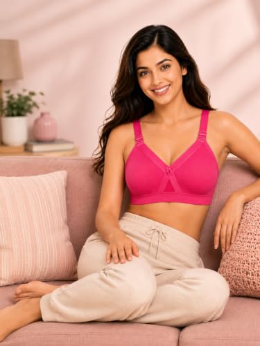 Image of SONA Super Fit Everyday Non Padded Side Support Cotton Full Coverage Bra for Women with Transparent Strap Plus Size Bra