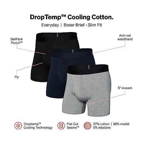 SAXX Underwear Co. Men's Underwear with Pouch Droptemp Cooling Cotton Boxer Brief 3Pk2