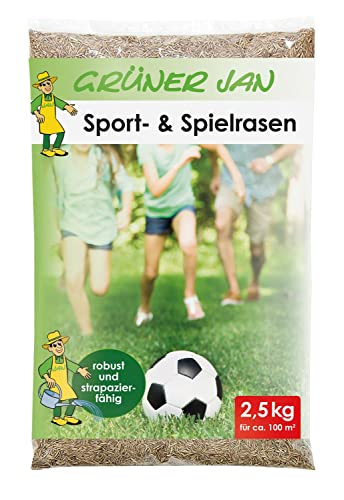 BURI Sport- und Spielrasen 2,5 kg für 100m² Sämereien Grassamen Rasensaat Saatgut Gras Samen Rasen Rasensamen Fußball Sportrasen
