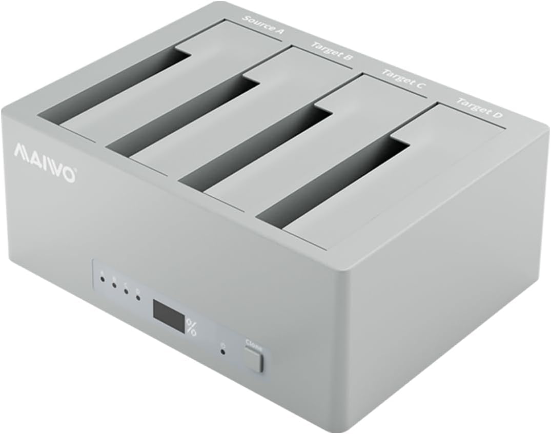 MAIWO Hard Drive Docking Station Offline Cloner 4 Bay USB-C SATA III Chipset, Support 2.5 3.5 Inch SATA HDDs SSDs, 96TB Capacity, External HDD Duplicator with UASP