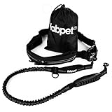 Fabpet Hands Free Dog Lead for Running, Walking and Jogging - Strong Dual D-ring Design up to 60kg, Adjustable Waist Belt with Integrated Pouch