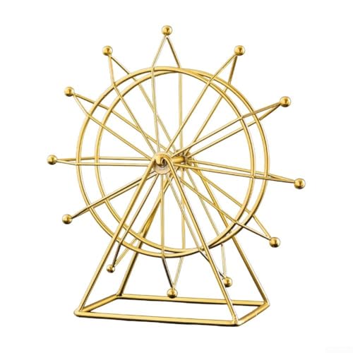 Objeto decorativo dorado moderno en forma de rueda acento único estante