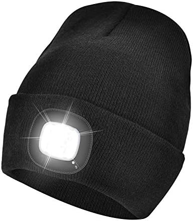 Rechargeable LED Lighted Beanie Hat,Gifts for Men Women Dad 