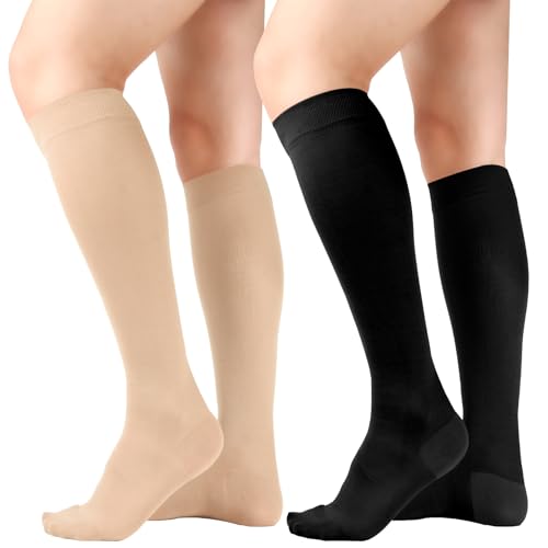 Image of +MD 15-20 mmHg Medical Compression Socks for Men /Women, Lightweight Opaque Knee High Support Stockings