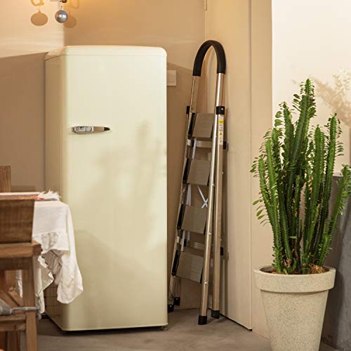 xaestival Lionladder 4 Step Stool Aluminum Ladder Portable Folding Anti-Slip with Rubber Hand Grip 330lbs Capacity,Silver Household Stepladders