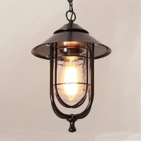 Mengjay Trade Pendant Light Outdoor Light Glass Ceiling Pendant Light E27 Patio Exterior Waterproof Hanging Lamp Rural Landscape Adjustable Droplight Lantern Villa Porch Cover