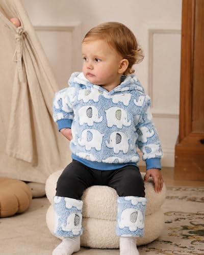 Image of Jecson Toddler Girl Clothes Baby Girl Fleece Hoodie Outfits Thick Thermal Winter Leggings 2Pcs Clothing Sets 6M-4T
