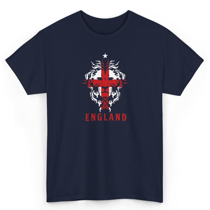 England Football Shirt for 2026 World Tournament Premium Cotton England Soccer T Shirt for Fans Navy 4XL