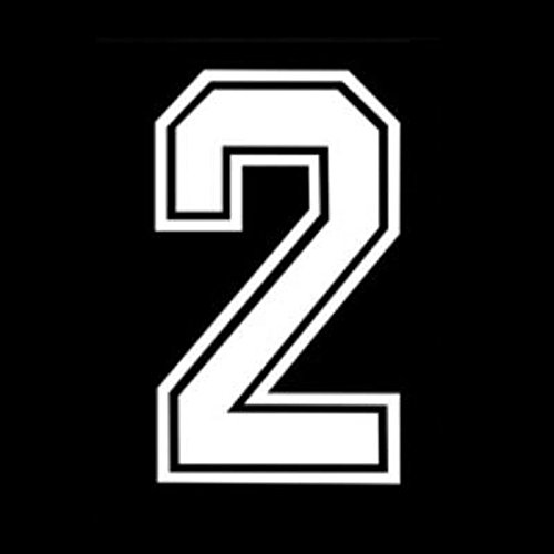 6.3" Tall Single Number 2 Iron On Heat Transfer for Football Baseball Jersey Sports T-Shirt White