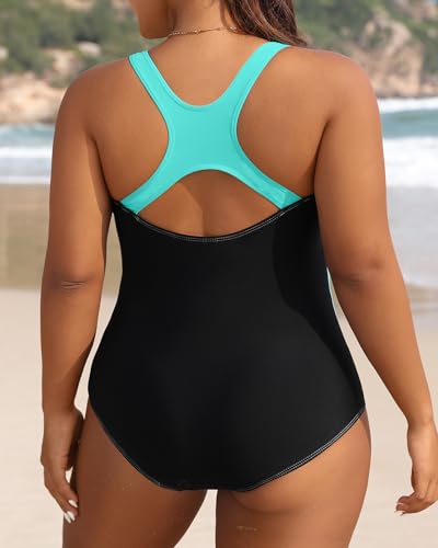 Aqua Eve Plus Size Swimsuits Athletic One Piece Bathing Suit for Women Tummy Control Slimming Swimwear2