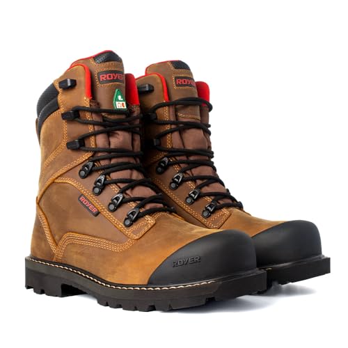 ROYER Men's Revolt Carbon Fiber Toe Vibram MegaGrip Pro Sole Work Boot Brown/Red - 8990RT Brown/RED3