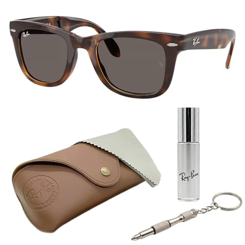 Image of Ray-Ban RB4105 WAYFARER FOLDING CLASSIC Square Shape Sunglasses for Men with Official Eyewear Kit