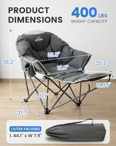 Silla de Camping Grande y Acolchonada con Reposapiés Removible, Gris - OUTDOOR LIVING SUNTIME ST-203GF-PF-2 miniatura 3