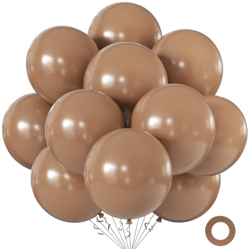 Image of KALOR 18 Inch Warm Brown Large Latex Round Balloons 30-Pack