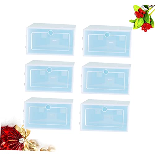 Boîtes à chaussures empilables plastiques bleu lot de 6 grands rangements