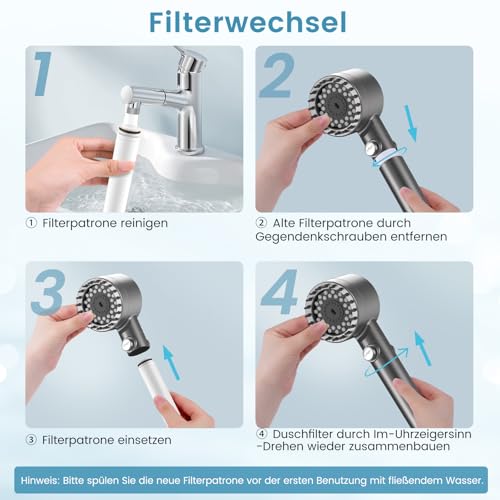 FEELSO 2er Pack Filter NUR für Handbrause mit ASIN B0FY51CKNK von FEELSO, 15 Schichten Ersatzfilter für hartes Wasser Reinigen und Entfernen von Chlor und schädliche Substanzen