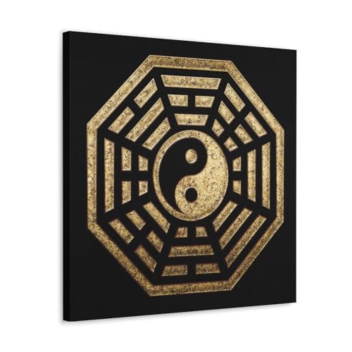 Peinture Yin Yang noir et or pour habiller un mur vide de chambre ou de salon