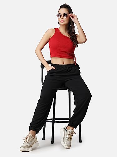Image of POPWINGS Casual Solid Joggers for Women || Loose Fit Joggers for Women ||Joggers for Summer Wear