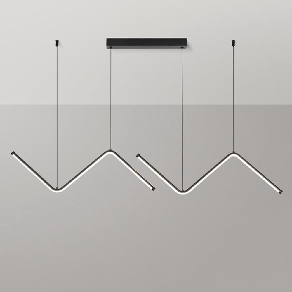 LED Modern Pendant Light with Remote Contro, Dimmable Hanging Lighting Fixtures, Linear Wave Droplight Compatible with Kitchen Island Dining Room Study Room Corridor Bedroom,Indoor Chandelier