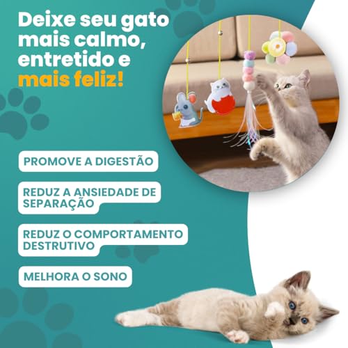Brinquedo de Gato Suspenso Interativo GIGASMART, com Ventosa Ajustável, Estimula o Instinto de Caça