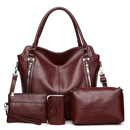 Image of 2E-youth Purses for Women Large Tote Women's Handbag Set Faux Leather Hobo Crossbody Bag 4pcs