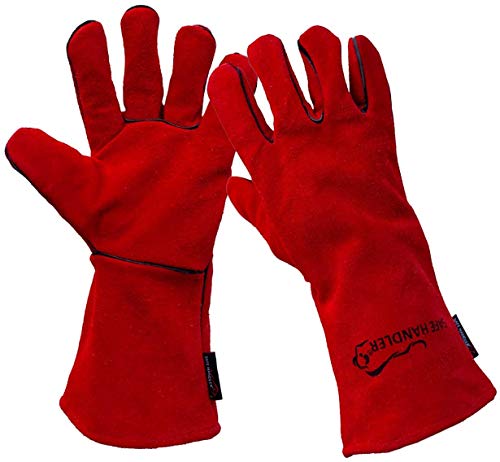 SAFE HANDLER Deluxe 16" Welding Gloves with Reinforced Padding  Durable Protection, Heat Resistance, Leather Palm, Split Cowhide Leather, Full Inside Lining, 16" inch, 10 Pairs (20 gloves)