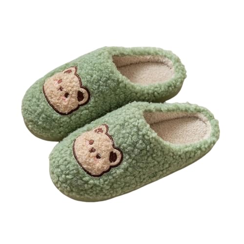 eaonitu Cozy Bear Slippers Comfy Autumn Winter Slippers, Fuzzy Plush Winter Indoor Outdoor Cartoon