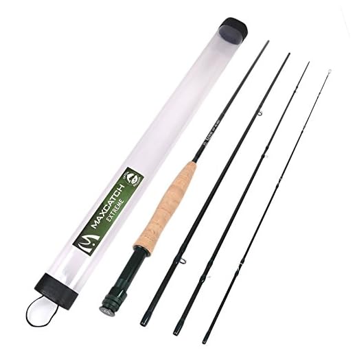 M MAXIMUMCATCH Maxcatch Extreme Fishing Rod Graphite 4-Piece Fishing Rod (Size: 3wt, 4wt, 5wt, 6wt, 8wt) (Green, 9ft 5weight)