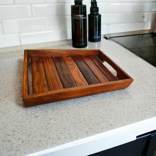 Image of Wood Tray Serving Tray Wooden Tray for Dining Table,Wooden Tray for Kitchen Organizer, Size 13x inches(Rectangle Tray)