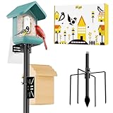 iBorn Smart Bird Feeder Pole Mounting Kit Bluebird House Pole for Outdoors,1 inch Thickness,Universal Mount Kit Bracket for Camera Feeder/Birdhouse