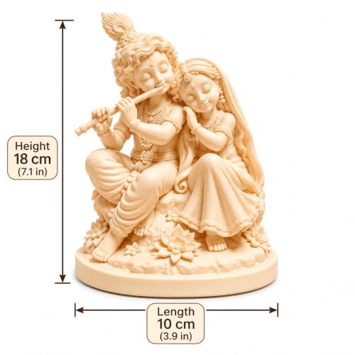 Generic Radha Krishna Idol 3D Printed White Statue 18 cm - Image 4