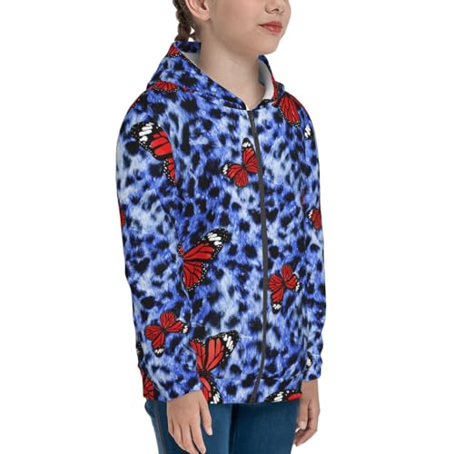 Abstract Colorful Butterflies Kids Pullover Hoodies Boys Zip Up Sweatshirts Girls Athletic Clothes with Pocket4