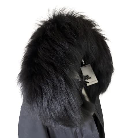 Black Big Large Collar Fur fox for winter coat parka hood for men and women3