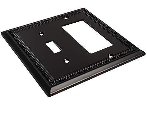 Image of Henne Bery Sunken Pearls Heavy Duty Decorative Wall Plate Switch Plate Outlet Cover (Toggle /Decorator, Matte Black)