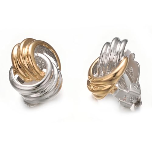 Image of Yoursfs Gold Textured Knot Clip On Earrings for Women Non Pierced Earring 18K Gold Plated Double Half Hoop Earrings Trendy Jewelry