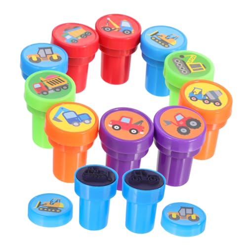 HEALSOPTHY Tampons Véhicules Chantier Encreurs pour Garçon Et Filles, Kit 20 Pièces, Plastique Solide, Jeu Créatif Et Loisirs Artistiques, Fêtes Garçon...