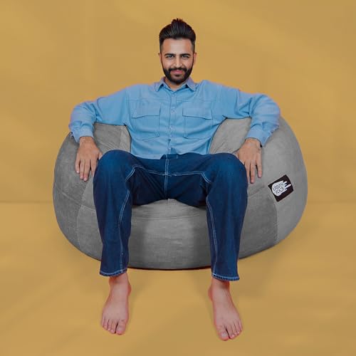 Image of Yogi Sack - Plush, Ultra Soft Memory Foam Blend Bean Bag Chair with Washable Cover - Never Goes Flat (Large, Silver, Bean Bag Bed)