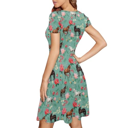 Image of Biyejit Women's Summer Casual Short Sleeve T-Shirt Swing Dress Crew Neck Plus Size S-4XL