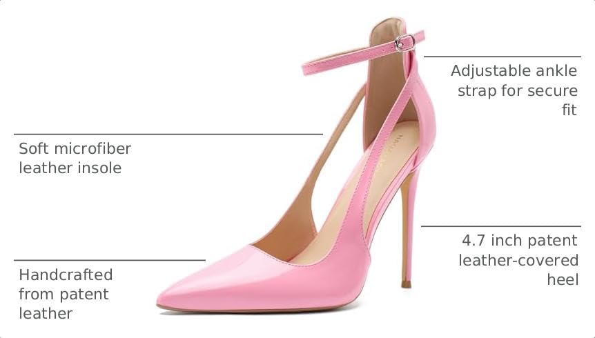 Image of Unisex High Heels for Men and Women 4.7 Inch Stiletto Heels | Pointed Toe Ankle Strap Pumps Sexy Dress Party Shoes