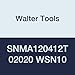 Walter Tools SNMA120412T02020 WSN10 Carbide Tiger-Tec Negative Indexable Turning Insert, 3/64" Corner Radius, 1/2" IC, 3/16" Thick, 0.004" - 0.236" Depth of Cut (Pack of 10)