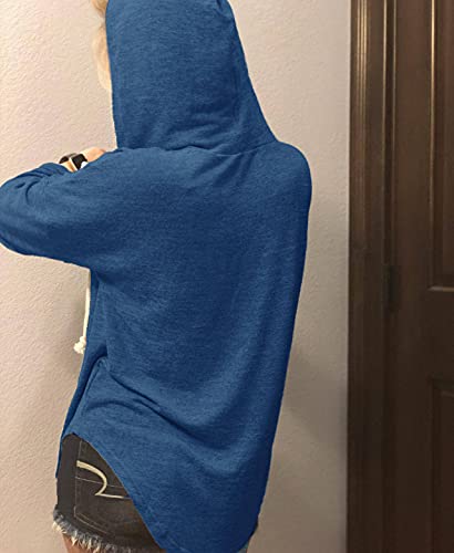 Image of Womens Long Sleeve V Neck Hoodie Sweatshirts Lightweight Pullover Tops